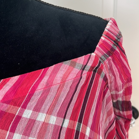 LAUREN Ralph Lauren pink plaid off shoulder blouse - Picture 4 of 11